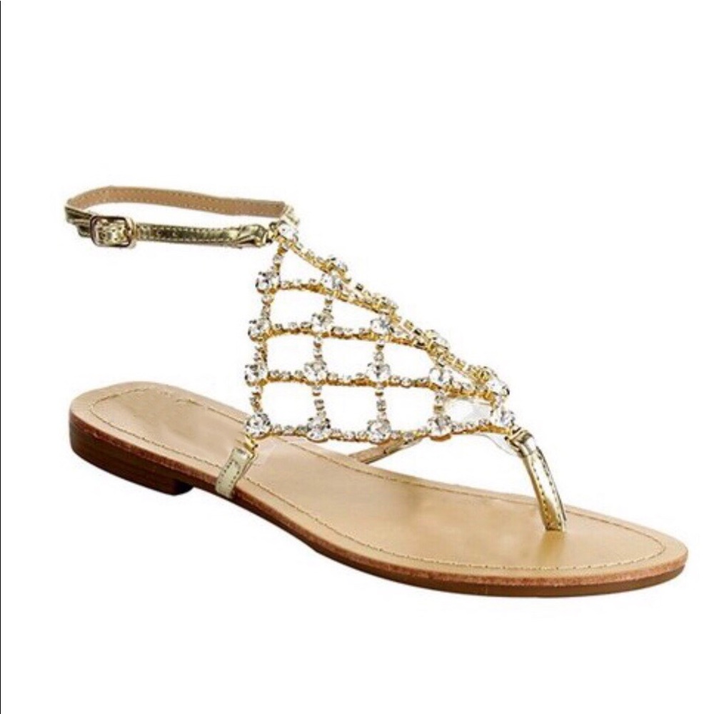 ‼️PRICE IS FIRM‼️Gold Bling rhinestone sandals - Picture 3 of 4
